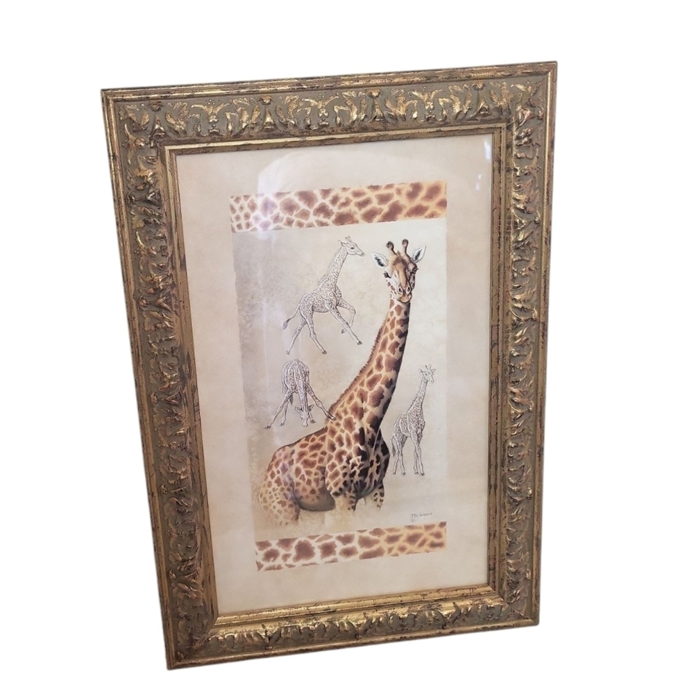 Giraffe African Animal Art Print John Richard